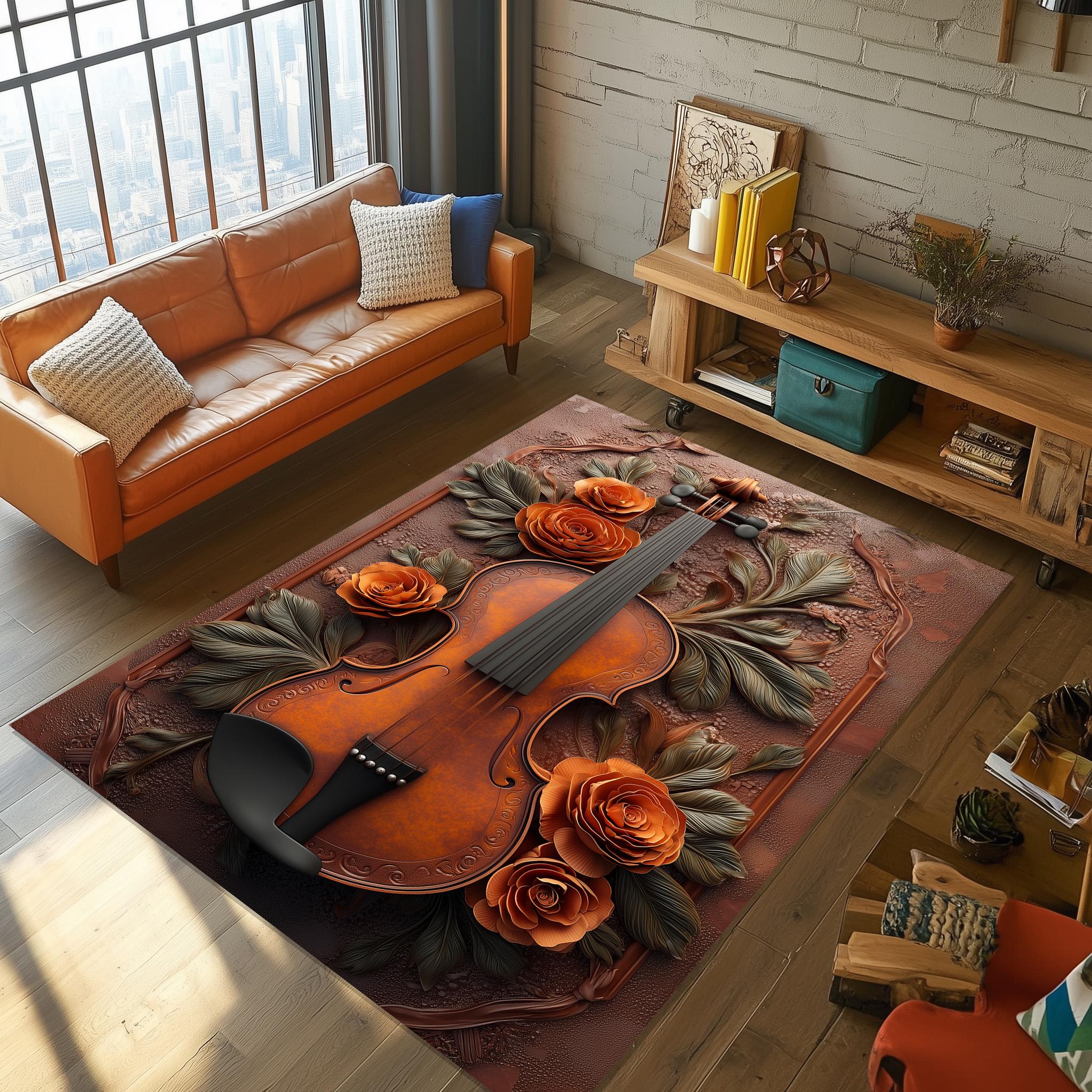 花柄バイオリンラグ、音楽室装飾、滑り止めカーペット - Etsy 日本