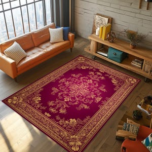 Ornate Rug, Traditional Area Rug, Persian Style Rug, Traditional Pattern Rug, Traditional Rug, Oriental Area Rug, Gold Detailed Rug