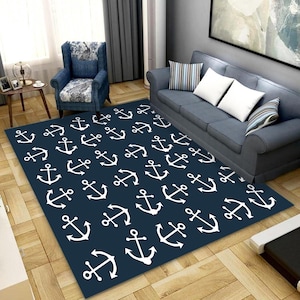 Anchor Rug, Anchor Decor Rug, Nautical Rug, Anchor Decor, Nautical Area Rug, Sea Anchor Rug, Sailor Rug, Sea Area Rug, Anchor Themed Rug