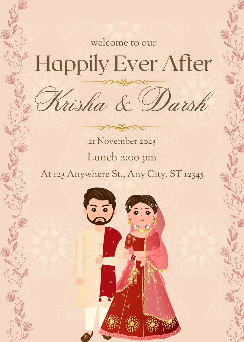 Digital Wedding Invitation Card Digital Wedding Card Etsy