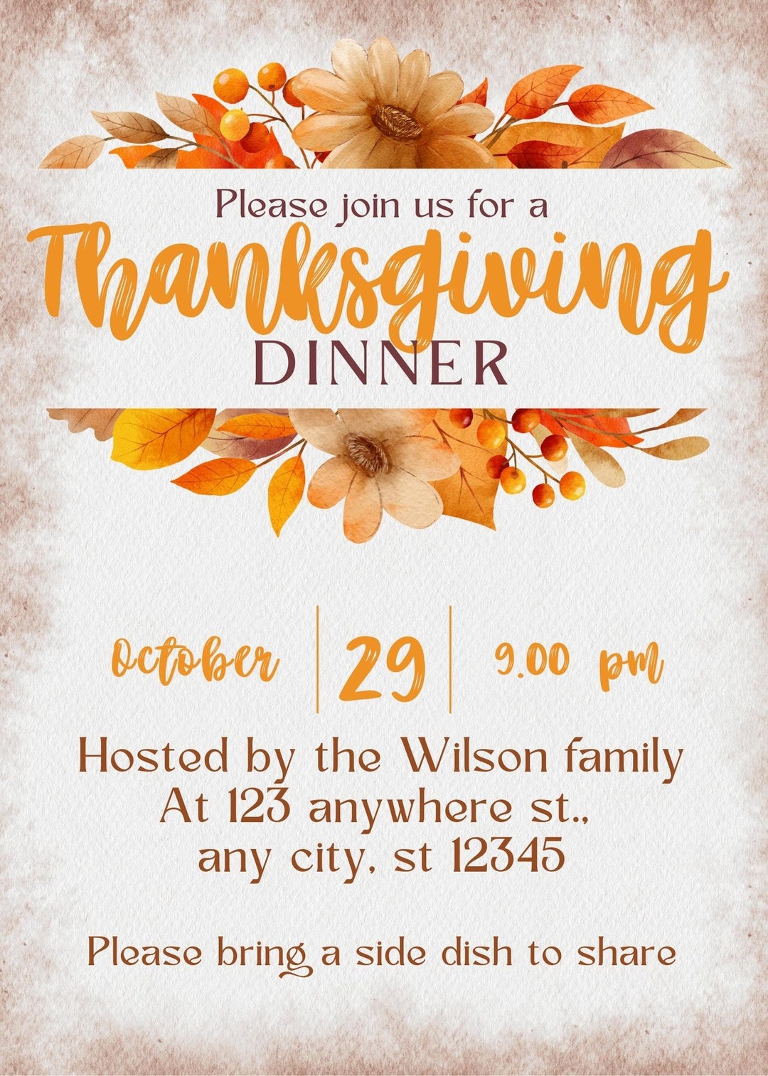 Digital Thanksgiving Invitation Card, Digital Wedding Card, Invitation