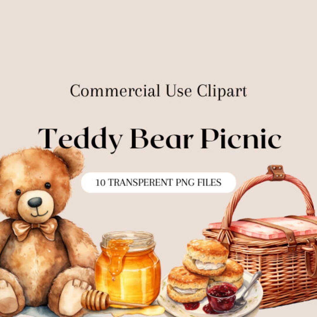 Teddy Bears Picnic Clipart PNG Set Digital Download Etsy