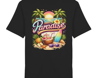 Paradise T-Shirt Back Print Trend Style Unisex - Organic Shirt