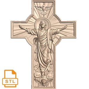 Archivo crucifijo para CNC, archivo STL 3D, grabador, Artcam, Aspire, madera, decoración de pared.
