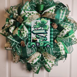 St. Patrick&#39;s Day Wreath, St. Patrick&#39;s Day Front Door Wreath, Leprechaun Decor, Shamrock Decor, Gold Coins Decor, St. Patrick&#39;s Day Gift