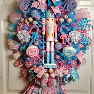 Candy Nutcracker Wreath, Pink Candy Wreath, Front Door Wreath, Candy Decor, Nutcracker Decor, Door or Wall Wreath, Door Decor, Holiday Gift