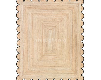 Hand Braided Jute Rug: Scalloped Bohemian Area Rug