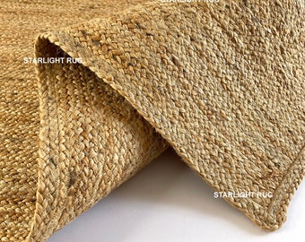 Handmade Braided Jute Rug: Natural Fiber Boho Area Rug