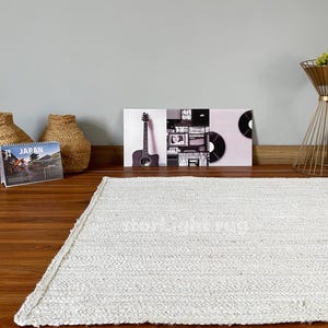 Natural White Boho jute rug, Off White Jute Area Rug, Ivory Beige Rug, Custom size Rug, Indian Handwoven Rug, Bohemian Rug, White Large Rug