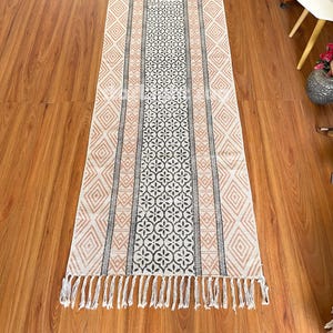 Washable Cotton Rug, Woven Cotton Carpet, Indoor Outdoor Rugs, Customized Area Rug, Hand Block Print Rug, Washable Area Rug, Runner for Hall
