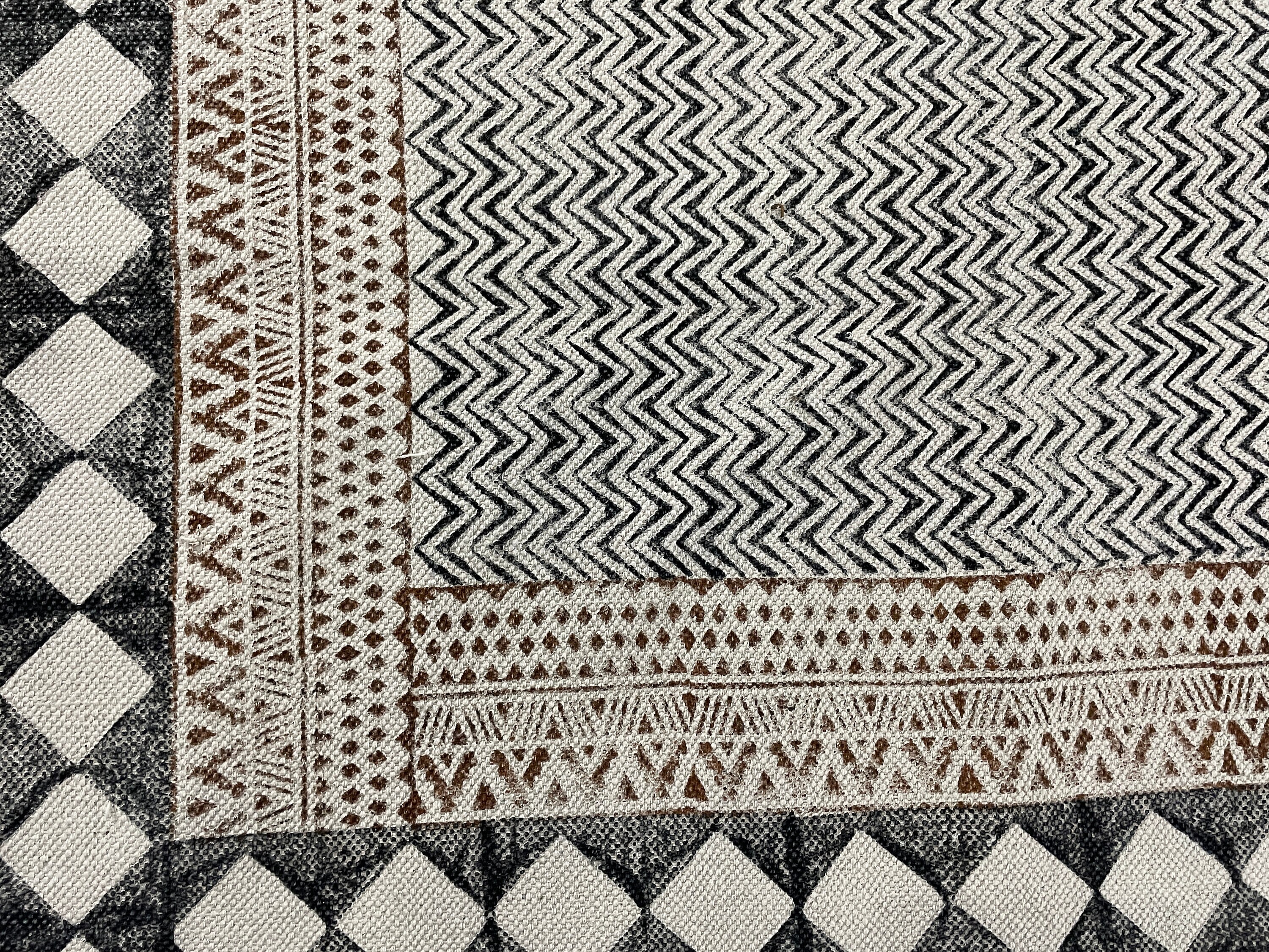 Floral Block Printed Cotton Area Rug - Indian Block Printed Rug - Small ...