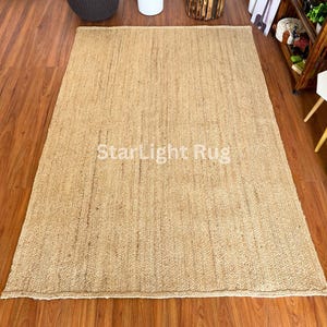 Indian Handmade Solid Natural Jute Braided Rug Custom Size Living Room Rug Warm Vintage Rug Rectangle Jute Carpet Turkish Boho Rug