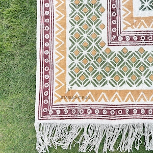 Washable Cotton Rug, Woven Cotton Carpet, Indoor Outdoor Rugs, Customized Area Rug, Hand Block Print Rug, Washable Area Rug, Runner for Hall