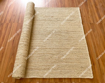 Handmade Braided Jute Rug: Eco Friendly Vegan Rectangle Rug