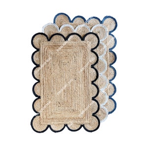 Natural Scalloped Jute Rug, Scallop pattern Rug, Natural Jute Rug, Handbraided Rug, Area Rug, Handwoven Jute Rug, Custom Rug, Decorative Rug