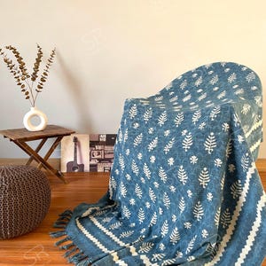 Bloemendeken Handblokgedrukte deken Katoenen deken bank Sofa/beddeken voor interieur en slaapkamer Housewarming cadeau