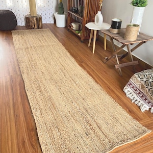 Natural Jute Runner Rug - Bohemian Jute Rug, Jute Runner Rug, Natural Fiber Runner Rug, Jute Braided Rug, Boho Decor Rug, Custom Size Rug