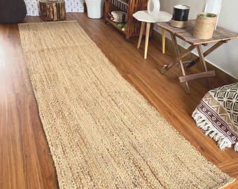 Alfombra de yute trenzada a mano: decoración bohemia ecológica