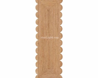 Scalloped Runner Rug, Jute Scallop Rug, Jute Runner Rug, Natural Jute Rug, Hallway Runner Rug, Runner Custom Rug, Custom Size Rug