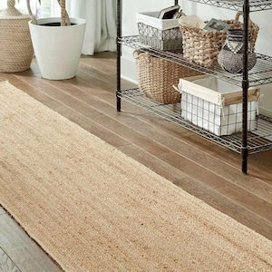 Jute Runner Rug - Natural Jute Runner Rug, Indian Handwoven Jute Rug, Custom Size Rug For Hallway Entry Wat Kitchen Laundry, Boho Decor Rug