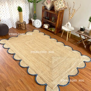Natural Scalloped Jute Rug | Scalloped Pattern Rug | Natural Jute Rug | Handbraided Rug | Area Rug | Handwoven Jute Rug | Custom Rug