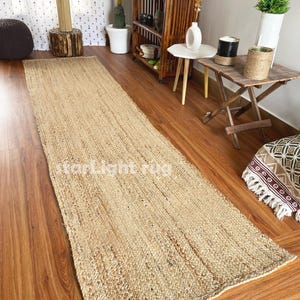 Natural Jute Runner Rug - Bohemian Jute Rug, Jute Runner Rug, Natural Fiber Runner Rug, Jute Braided Rug, Boho Decor Rug, Custom Size Rug