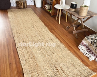 Alfombra de yute tejida a mano: Alfombra bohemia de fibra natural trenzada
