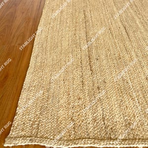 Natural Jute Rug Jute Braided Rug Bohemian Jute Rug Rectangular Jute Rug, Boho Decor Rug, Jute Area Rug, Square Jute rug Custom Size Rug