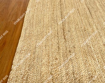 Alfombra de yute trenzada a mano: estilo bohemio, tamaño personalizado
