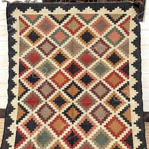 Kilim Rug, Handwoven, Wool and Jute Rug Handmade, Kilim Dhurrie Rug, Traditional Indian jute Area rug