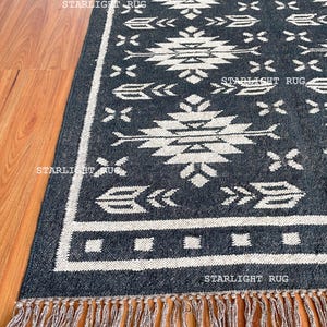 Kilim Rug, Handwoven, Wool and Jute Rug Handmade, Kilim Dhurrie Rug, Traditional Indian jute Area rug
