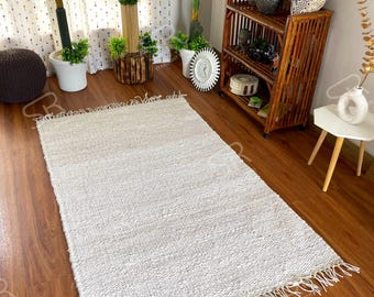 Handvävd jutehampa: Flätad Dhurrie av naturfiber