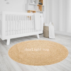 Indian Handmade Natural Round Jute Rug Bedside Round Rug Circle Rug New Home Gift Boho Home Decor Patio Rustic Round Rug Table Round Rug