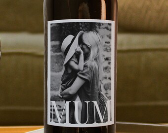 Editable Mum Wine Label Template, Printable Wine Label for Mother’s Day Gift, Photo Wine Sticker for Mum, Gift for Her, Wine Tag