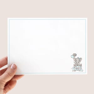 Tarjetas de agradecimiento para baby shower en tonos azules / Diseño de elefante imprimible / Papelería para bebé niño hecha a mano / Notas para baby shower / Descarga instantánea