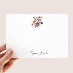 Carte de correspondance personnalisée pour le mois de naissance, fleur, cadeau d'anniversaire modifiable, papeterie personnalisée, carte de correspondance florale imprimable en téléchargement numérique