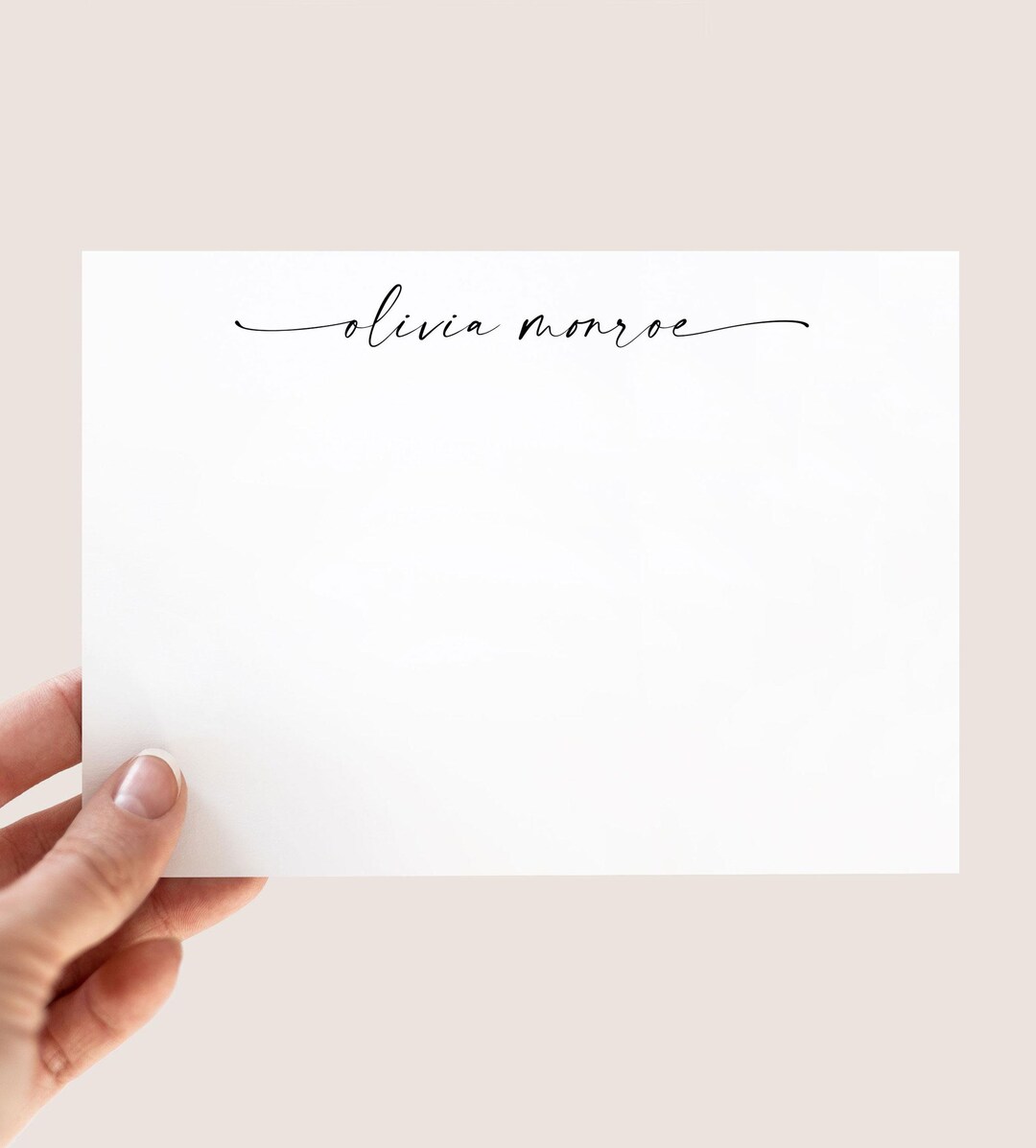 Editable Script Personalized Note Card – Custom Flat Stationery ...