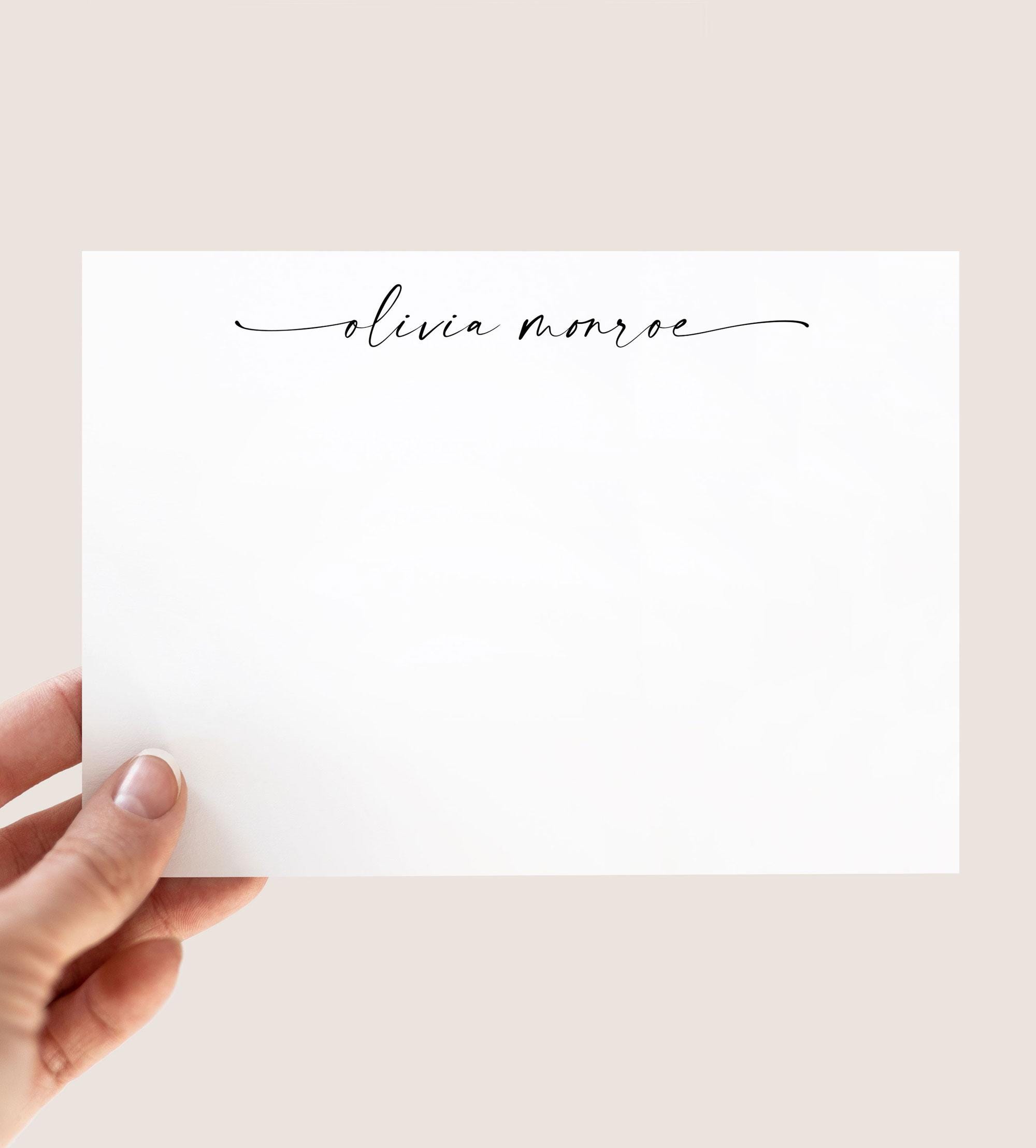 Editable Script Personalized Note Card – Custom Flat Stationery ...