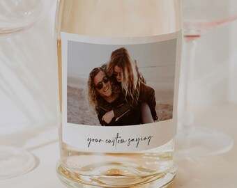 Photo Personalized Wine, Champagne Label Gift for Birthday, Bridesmaids, Anniversary, 21st, 21, Bestie, Bridal Engaged, Valentine, Editable