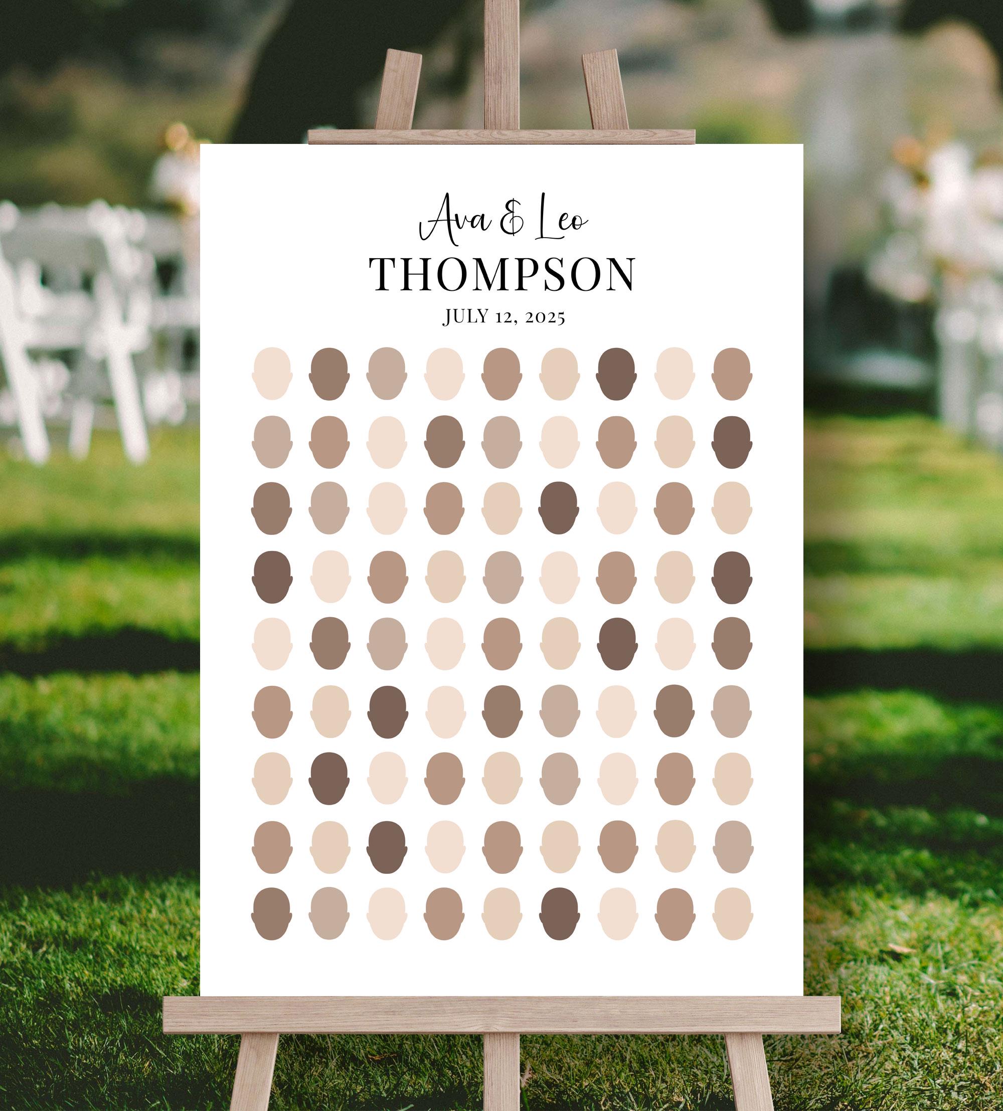 Funny Wedding Guest Book Alternative, Draw Your Face Poster, Editable Printable Guestbook Sign, Modern Wedding Keepsake, DIY Wedding Gift