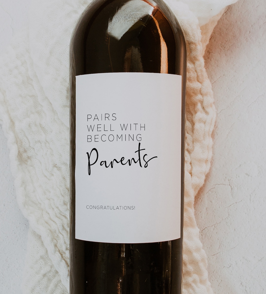 Pairs Well With Becoming Parents - Congratulations Wine Label - Funny ...