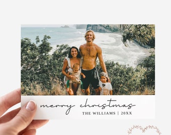 Biglietto fotografico personalizzato per le vacanze / Modello di biglietto di Natale modificabile / Biglietto di Natale fai da te con foto / Templett stampabile 7x5" / Download immediato
