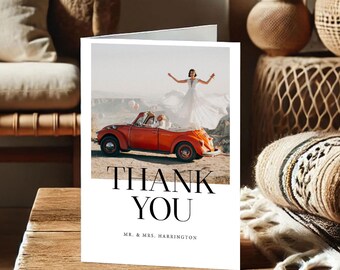 Editable Wedding Thank You Card Template | Custom Photo Thank You Cards | Printable Wedding Card | Templett | Personalize & Print at Home