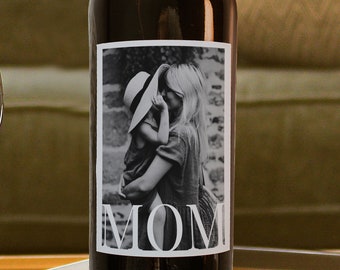 Custom Mother's Day Wine Label – Editable Photo Wine Label for Mom, Personalized Wine Gift, Printable Wine Sticker, Gift for Her