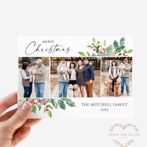 Editable Photo Christmas Card Template – Instant Access Family Holiday Card – Templett Printable Christmas Postcard
