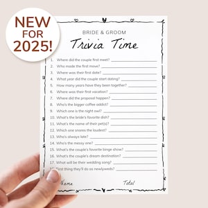 Bride and Groom Game, Printable Bridal Shower Trivia, Who Knows the Couple Best, Fun Bridal Shower Quiz Questions, Trivia Game, Digital