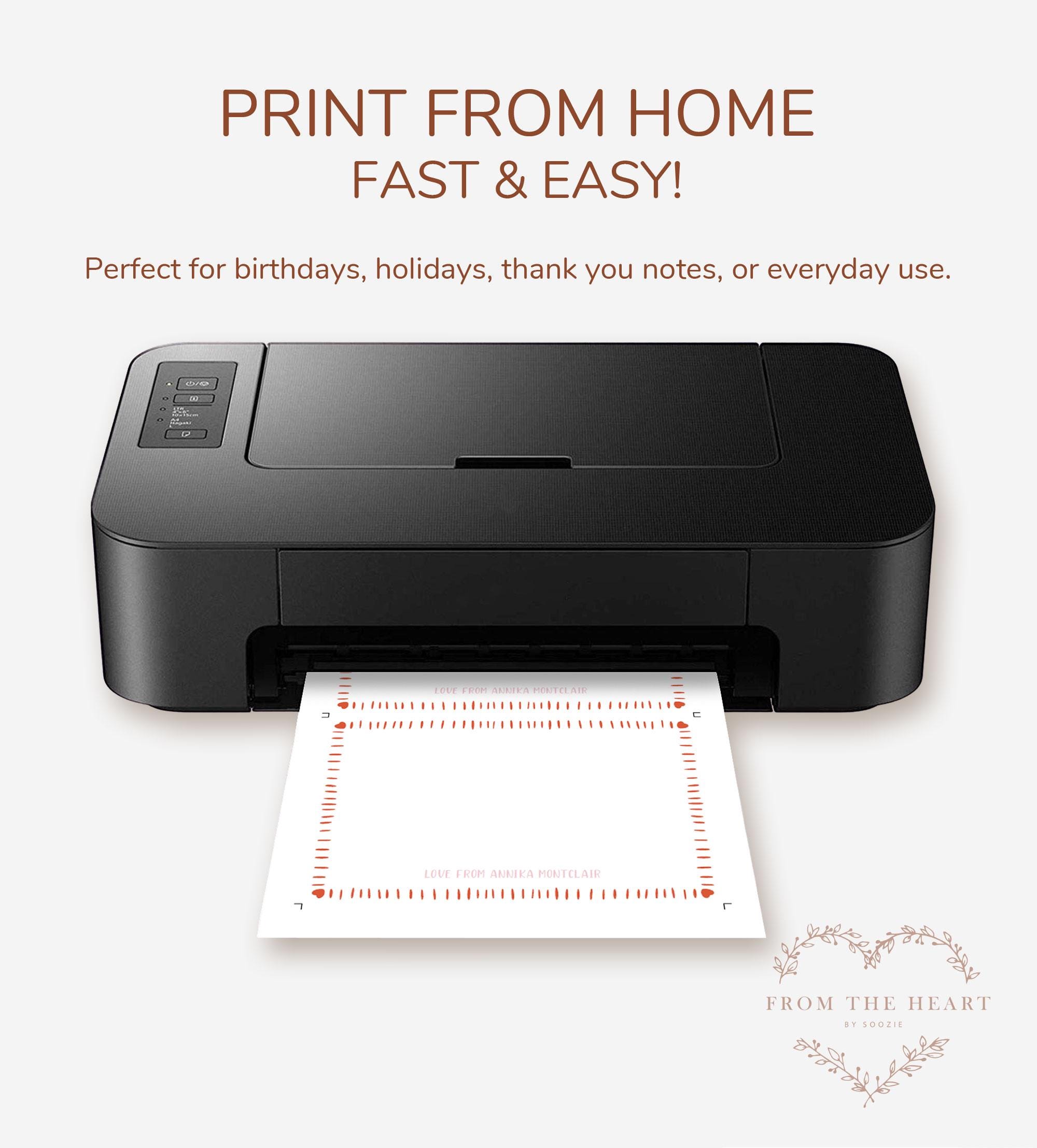 Editable Heart Note Card Template – Custom Printable Stationery for ...