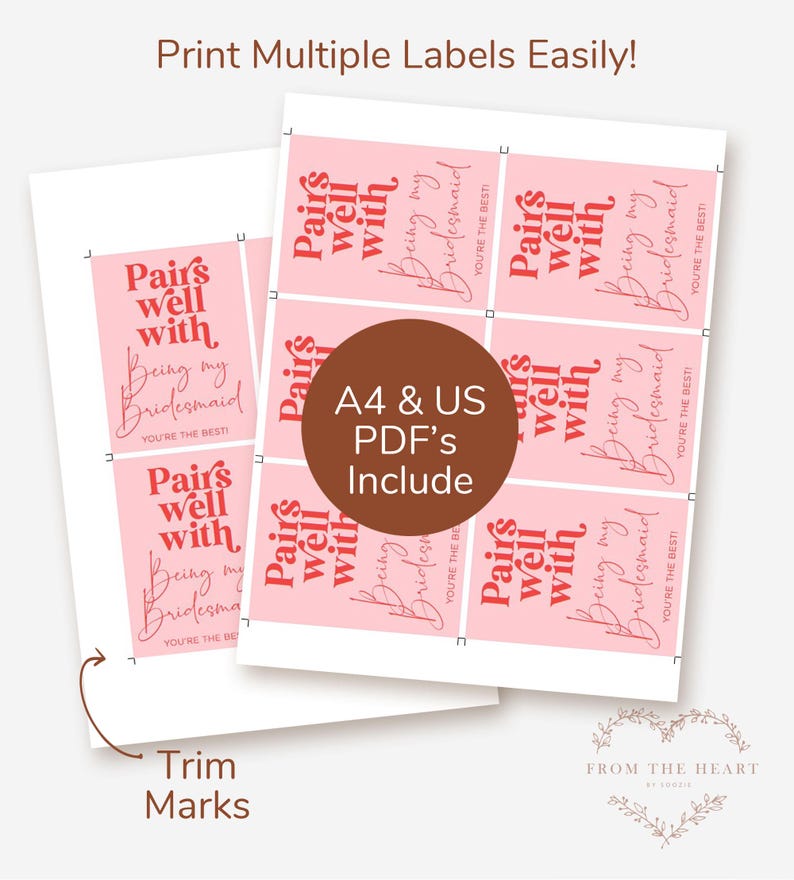 Bridesmaid Proposal Wine Label, Printable Wine Bottle Label Pairs Well ...