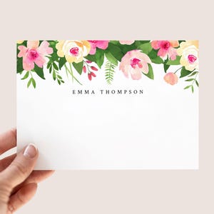 Carte de correspondance florale modifiable - Modèle de papeterie plat personnalisé - Carte de correspondance imprimable personnalisée - Cadeau pour elle - Téléchargement immédiat