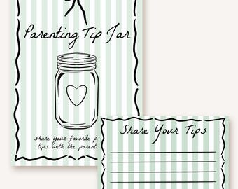 Printable Baby Shower Game - Parenting Tip Jar, Advice Card for Parents To Be, Modern Fun Baby Shower Game Printable, Instant Download